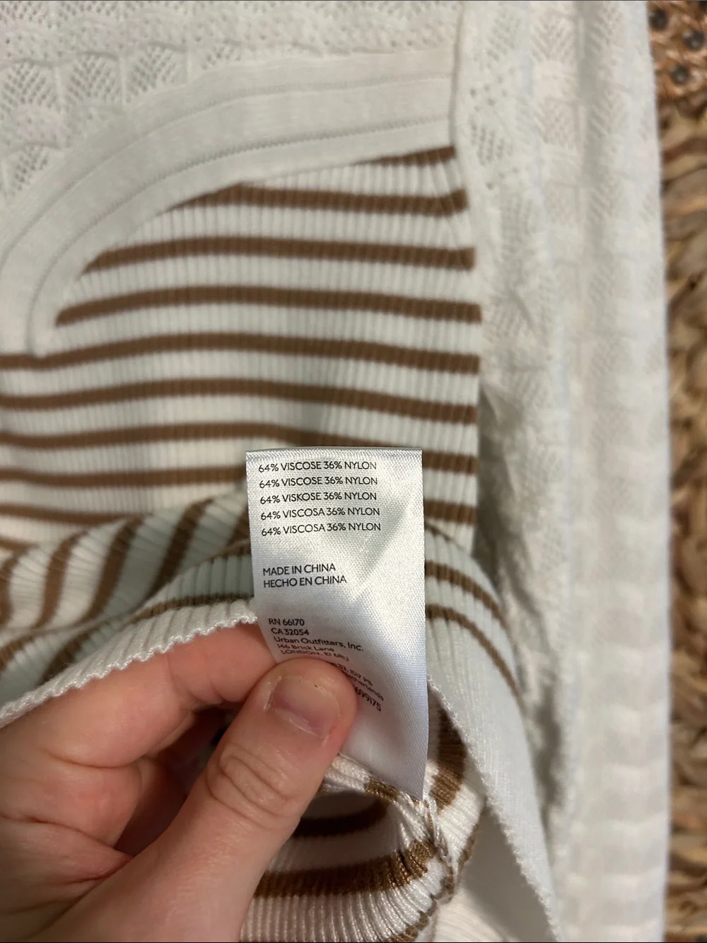 Anthropologie Maeve White & Brown Striped Long-Sleeve Sweater Size Medium